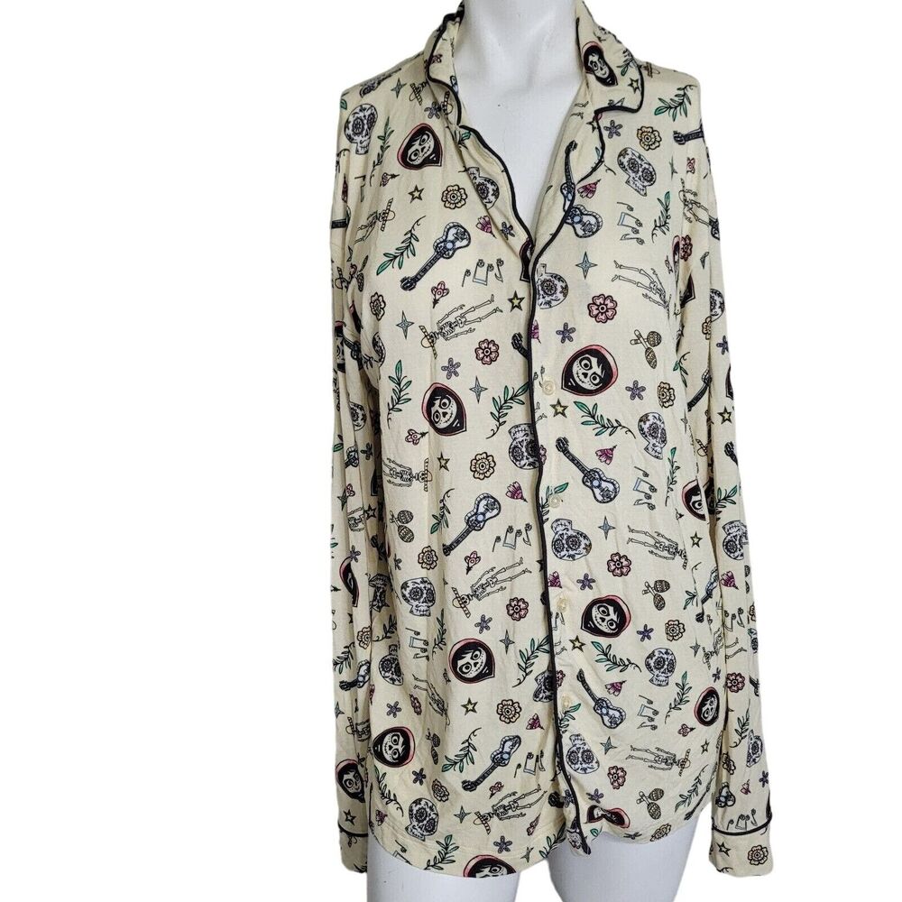 Disney Store Pixar Coco size XS pajama top women stretch skull guitar miguel - Picture 1 of 13